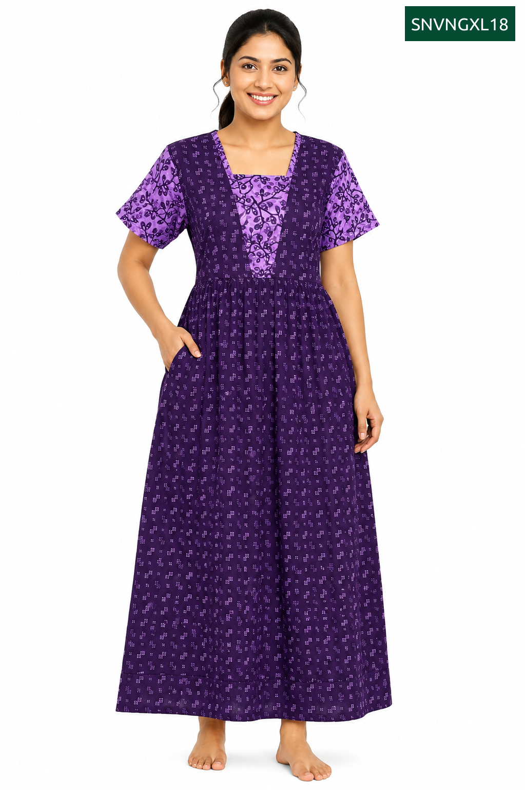Sivam Nighty Cotton V Neck Model XL- SNVNGXL18
