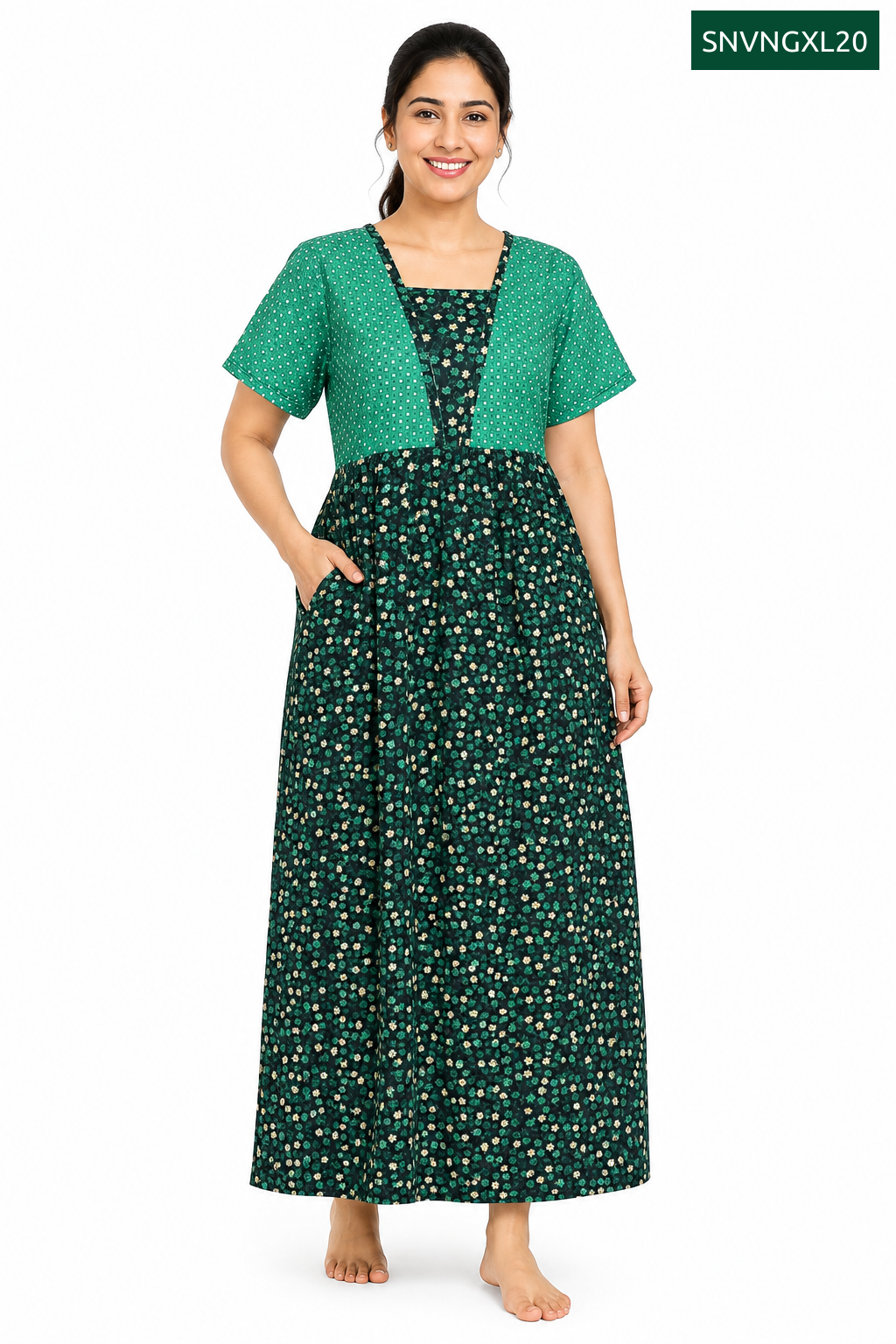 Sivam Nighty Cotton V Neck Model XL- SNVNGXL20