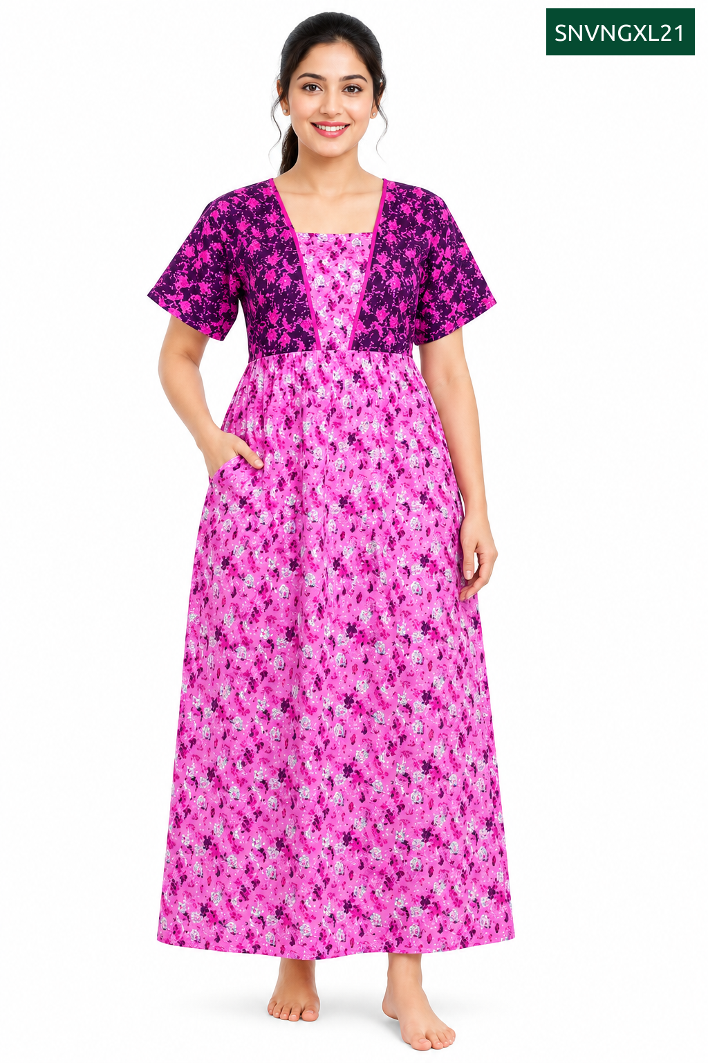 Sivam Nighty Cotton V Neck Model XL- SNVNGXL21