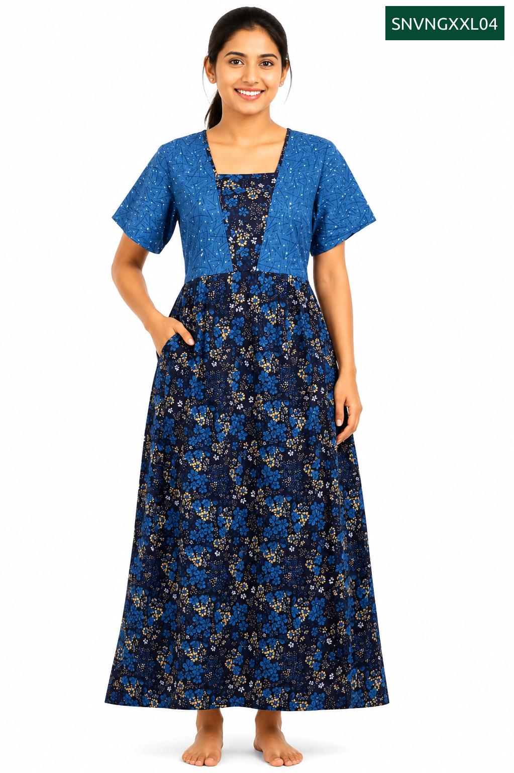 Sivam Nighty Cotton V Neck Model XXL- SNVNGXXL04