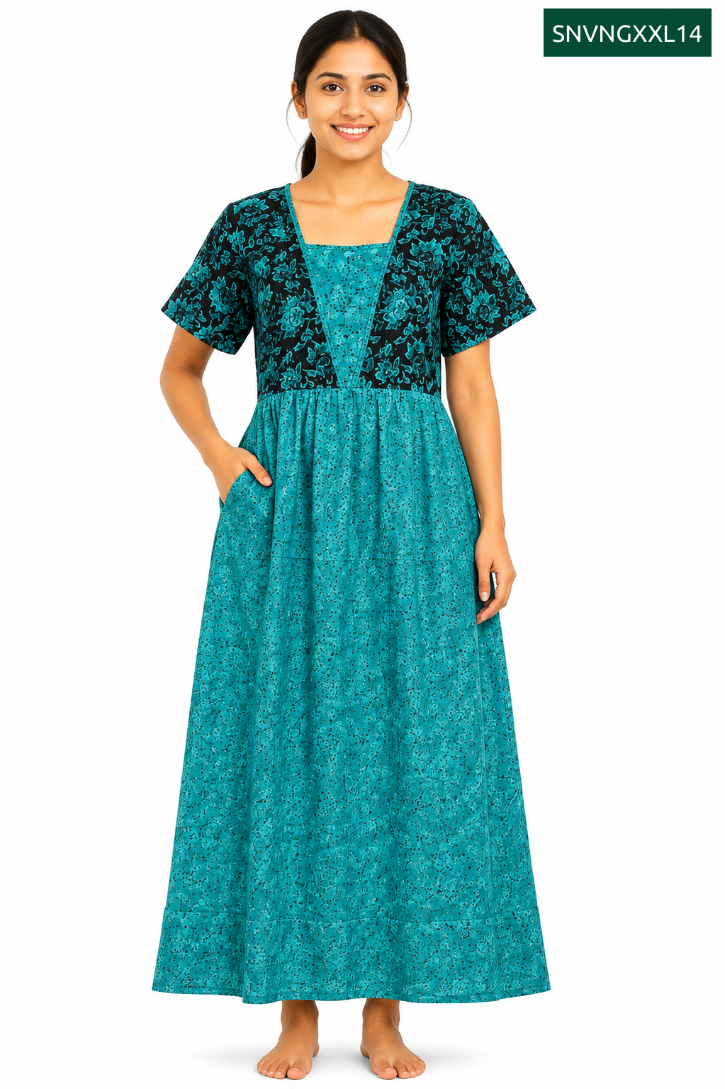Sivam Nighty Cotton V Neck Model XXL- SNVNGXXL14