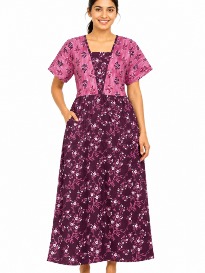 Sivam Nighty Cotton V Neck Model XXL- SNVNGXXL16