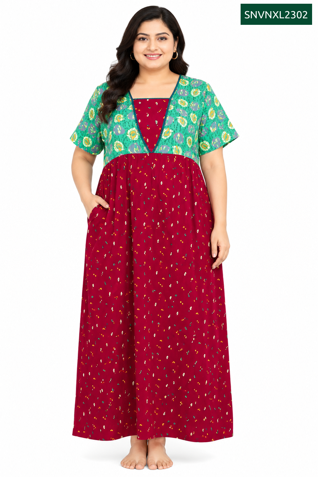 Sivam Nighty Cotton V Neck Model XL- SNVNXL2302