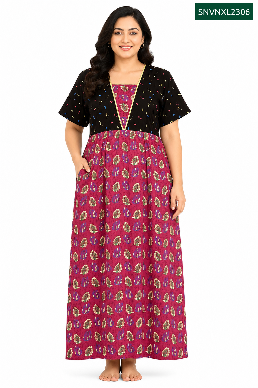 Sivam Nighty Cotton V Neck Model XL- SNVNXL2306
