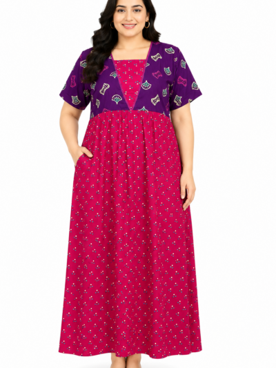 Sivam Nighty Cotton V Neck Model XXL- SNVNXXL2301