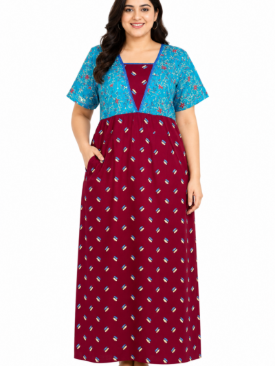 Sivam Nighty Cotton V Neck Model XXL- SNVNXXL2303