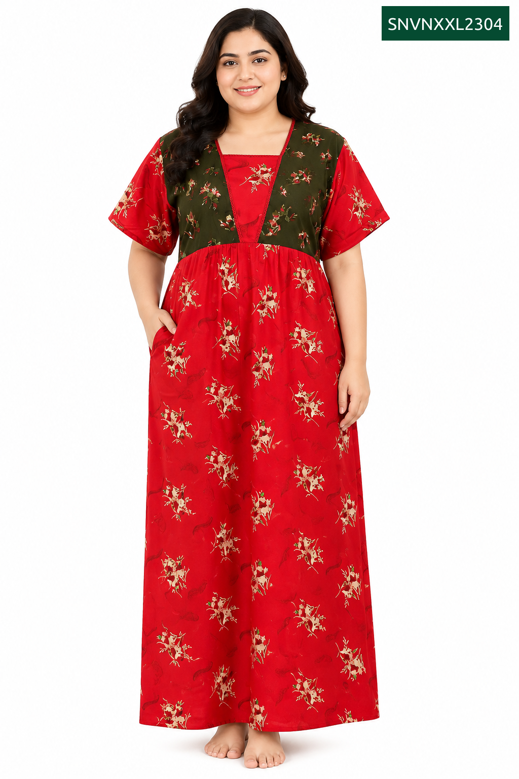 Sivam Nighty Cotton V Neck Model XXL- SNVNXXL2304