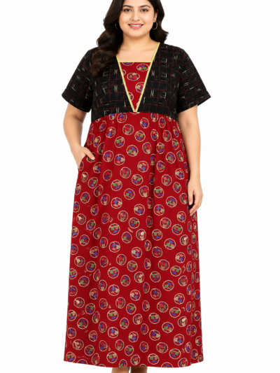 Sivam Nighty Cotton V Neck Model XXL- SNVNXXL2306