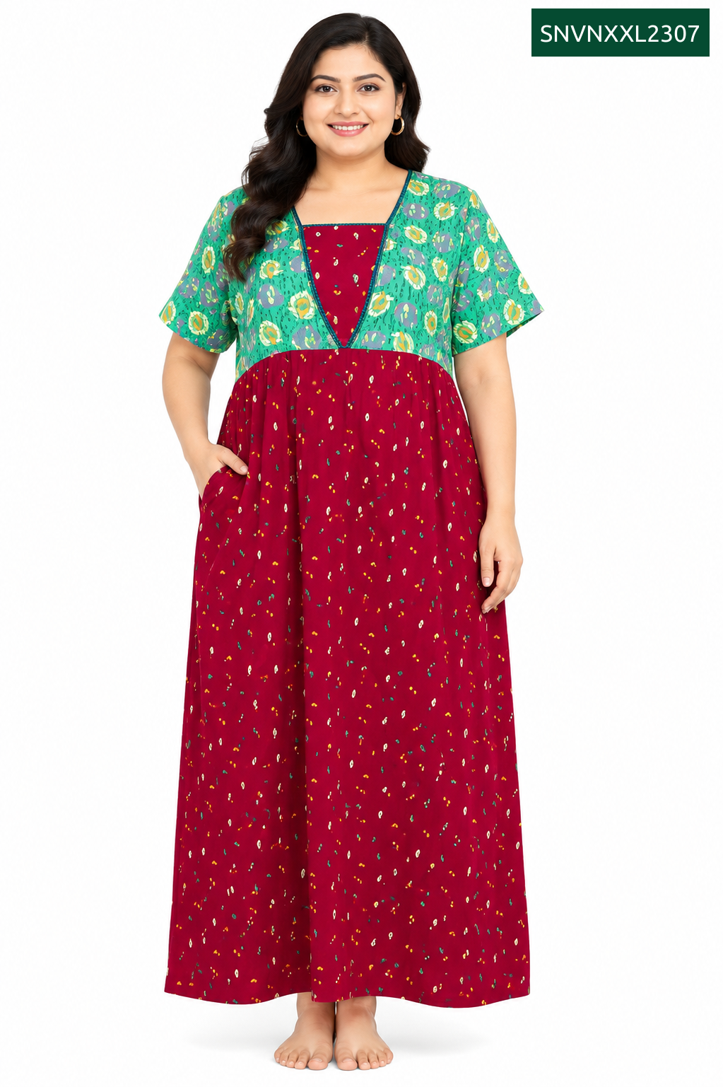 Sivam Nighty Cotton V Neck Model XXL- SNVNXXL2307