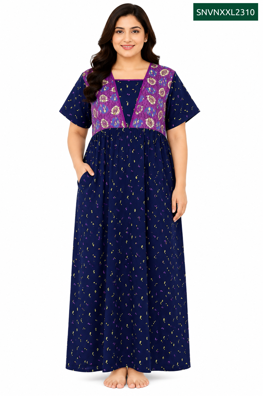 Sivam Nighty Cotton V Neck Model XXL- SNVNXXL2310