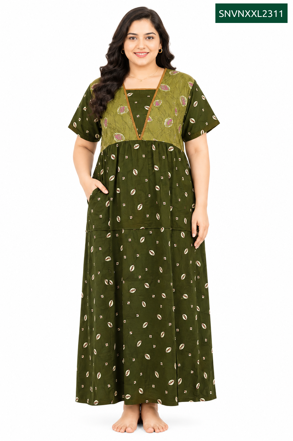Sivam Nighty Cotton V Neck Model XXL- SNVNXXL2311