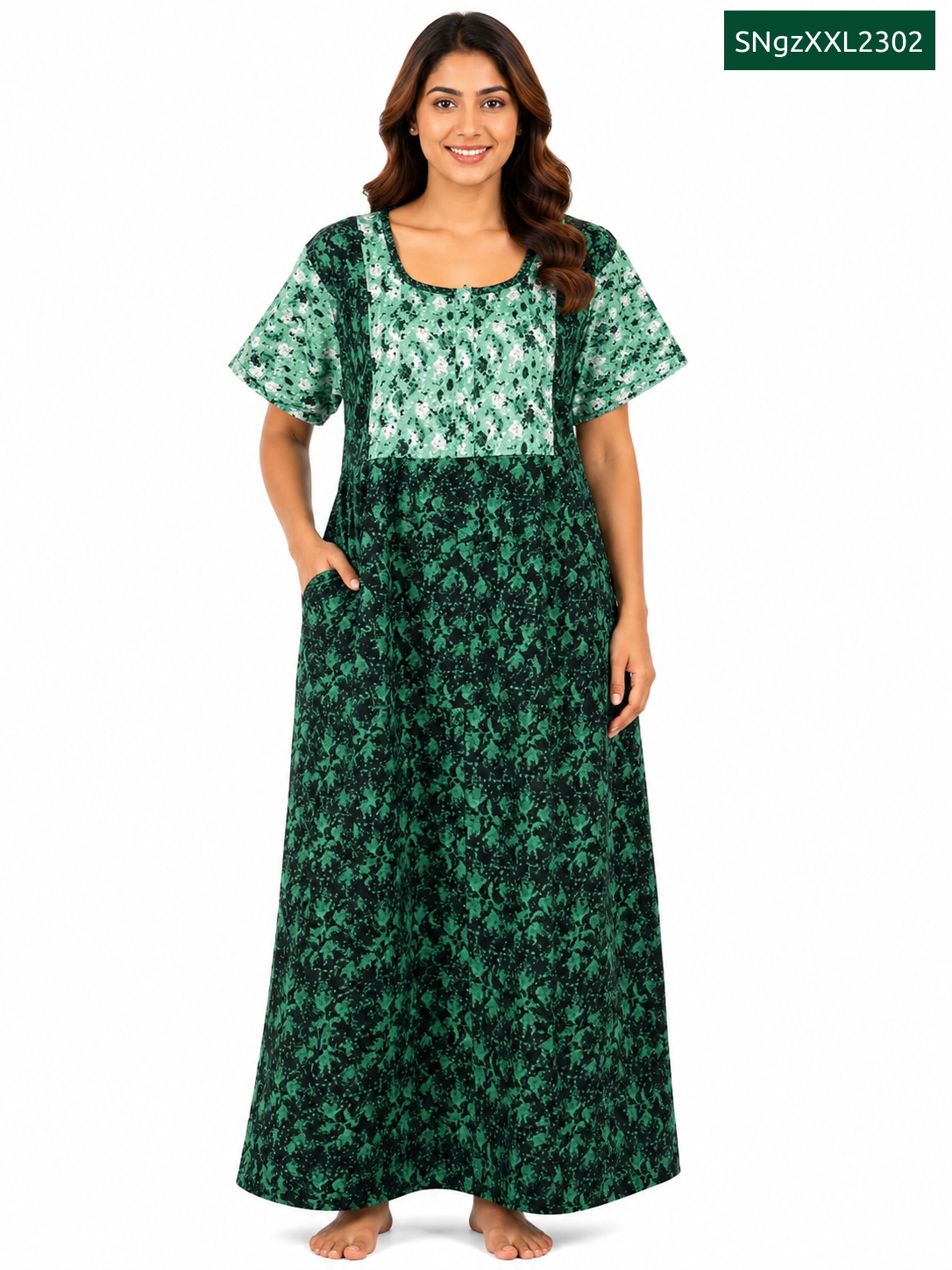 Sivam Nighty Cotton V Neck Model XXL- SNgzXXL2302