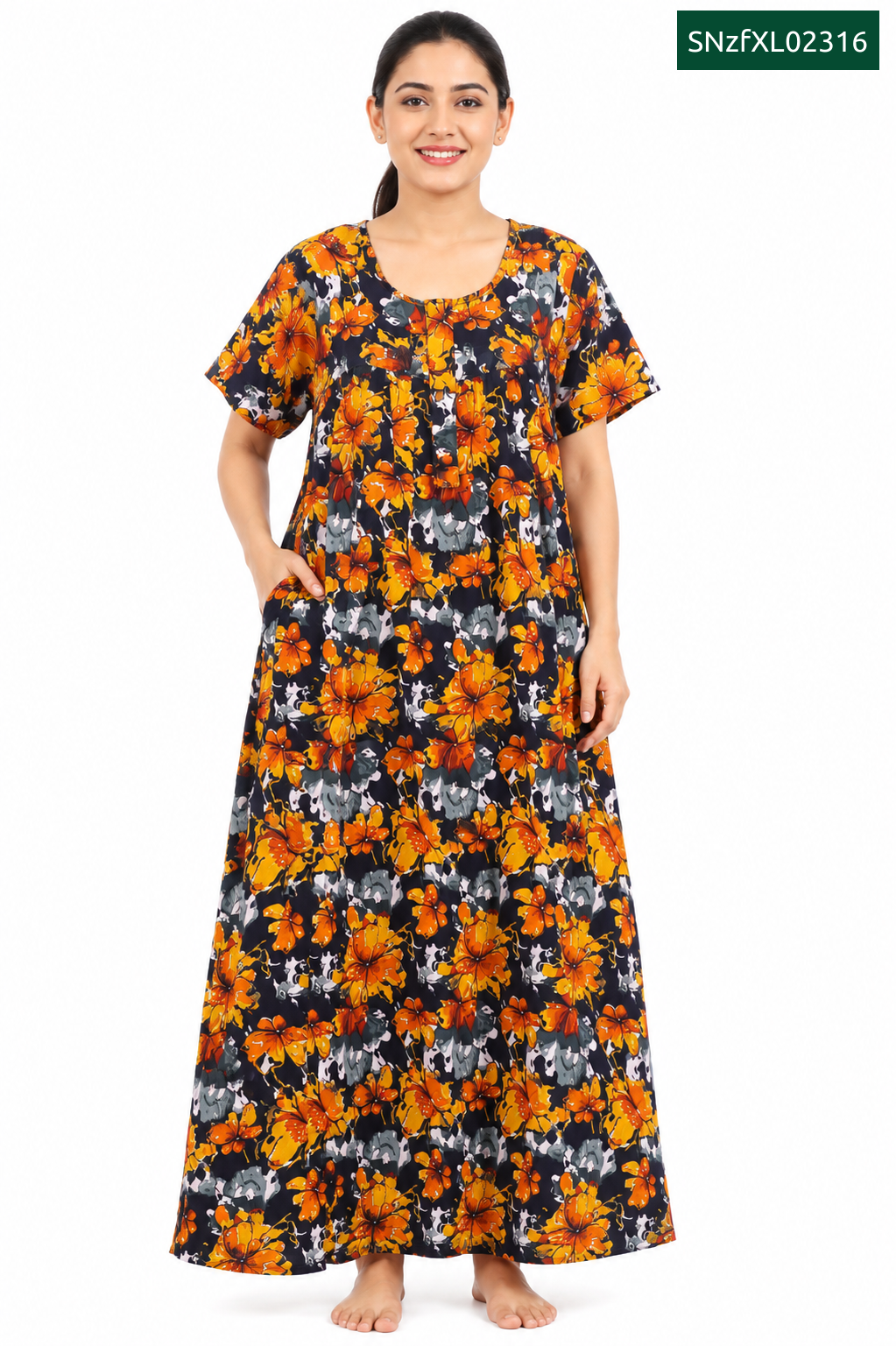 Sivam Nighty Cotton Zip Frock Model XL- SNzfXL02316
