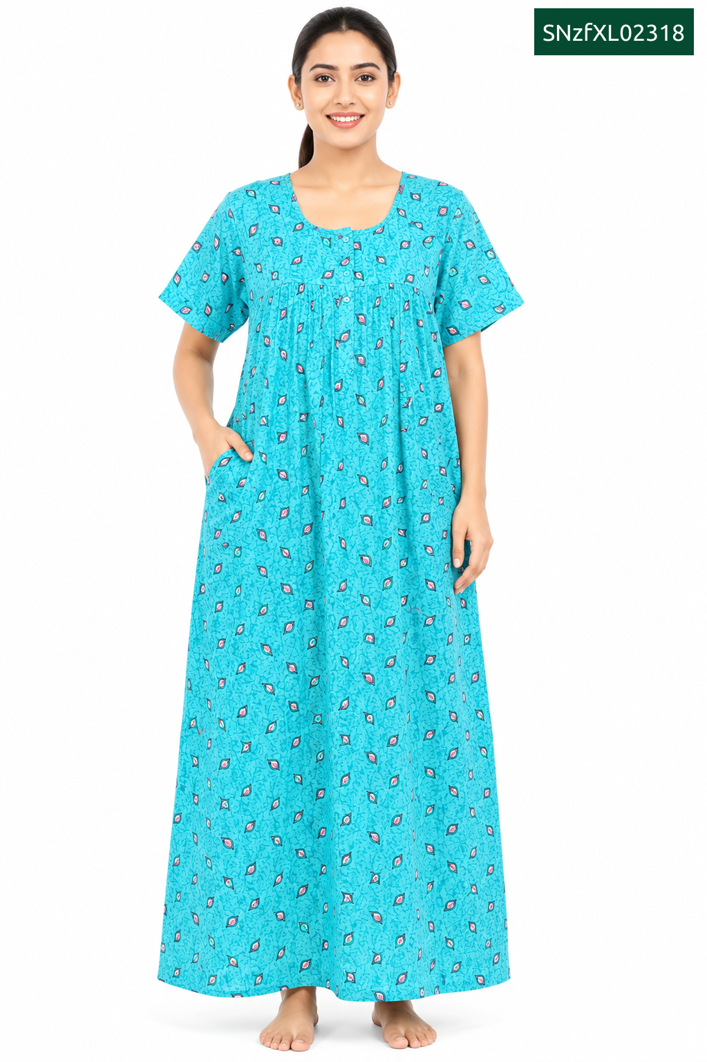 Sivam Nighty Cotton Zip Frock Model XL- SNzfXL02318