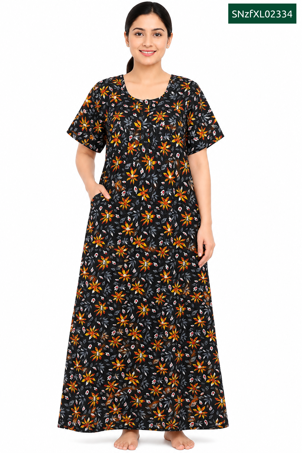 Sivam Nighty Cotton Zip Frock Model XL- SNzfXL02334