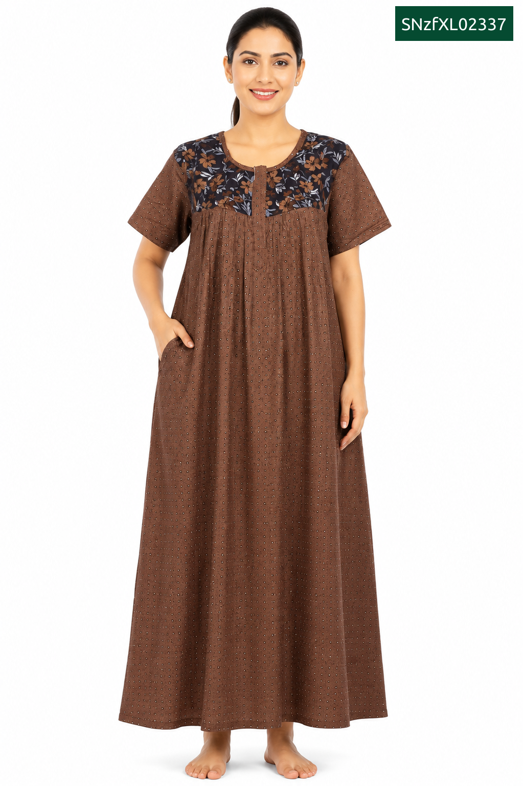 Sivam Nighty Cotton Zip Frock Model XL- SNzfXL02337