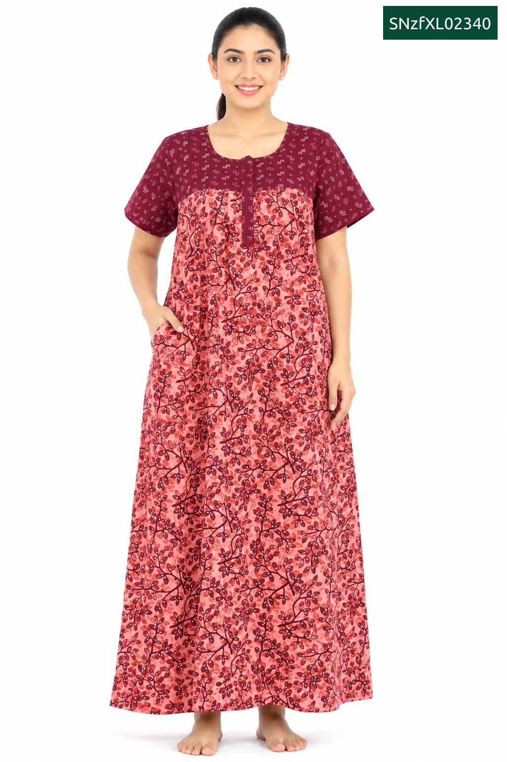 Sivam Nighty Cotton Zip Frock Model XL- SNzfXL02340
