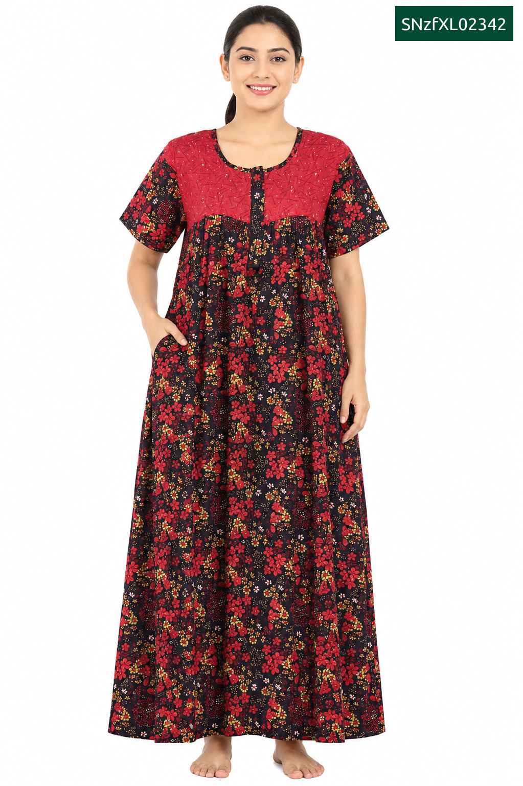 Sivam Nighty Cotton Zip Frock Model XL- SNzfXL02342