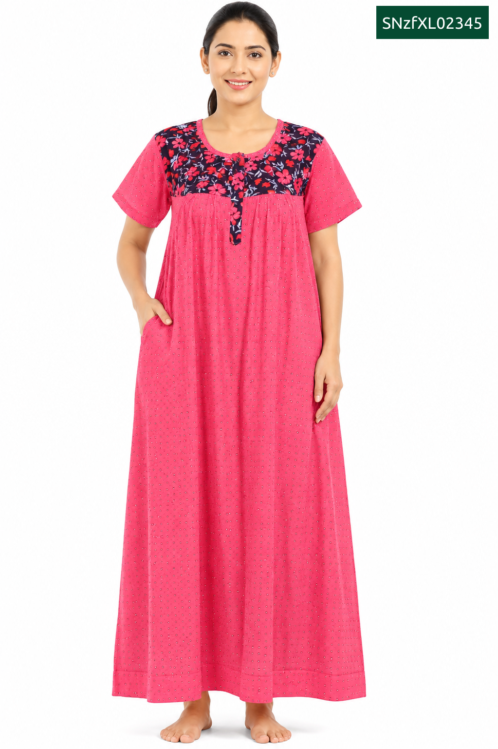 Sivam Nighty Cotton Zip Frock Model XL- SNzfXL02345