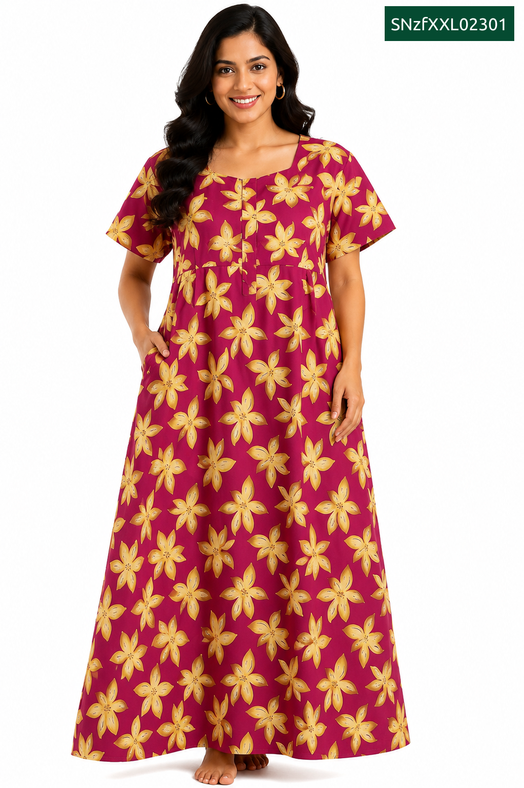Sivam Nighty Cotton Zip Frock Model XXL- SNzfXXL02301