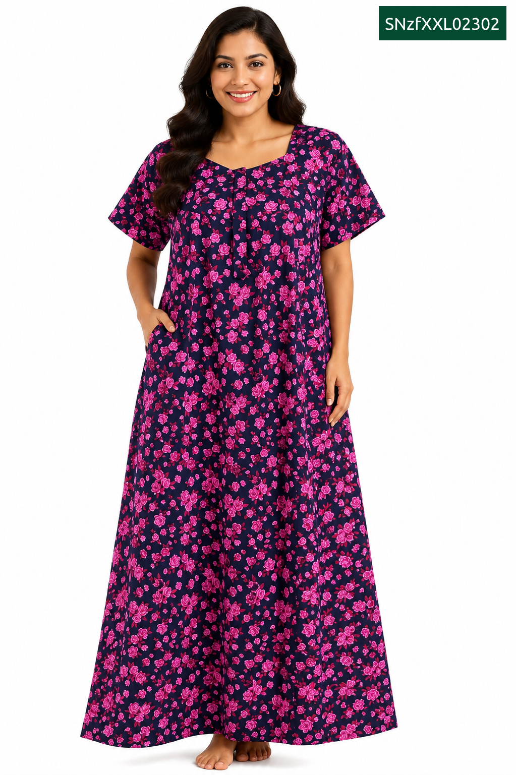 Sivam Nighty Cotton Zip Frock Model XXL- SNzfXXL02302