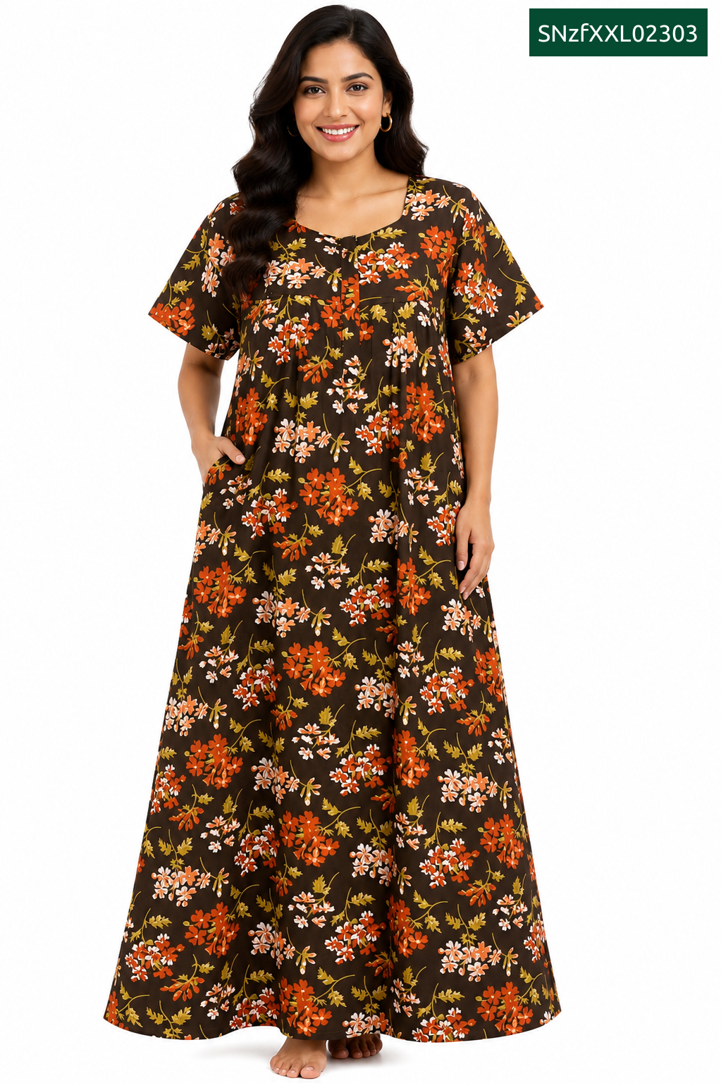 Sivam Nighty Cotton Zip Frock Model XXL- SNzfXXL02303