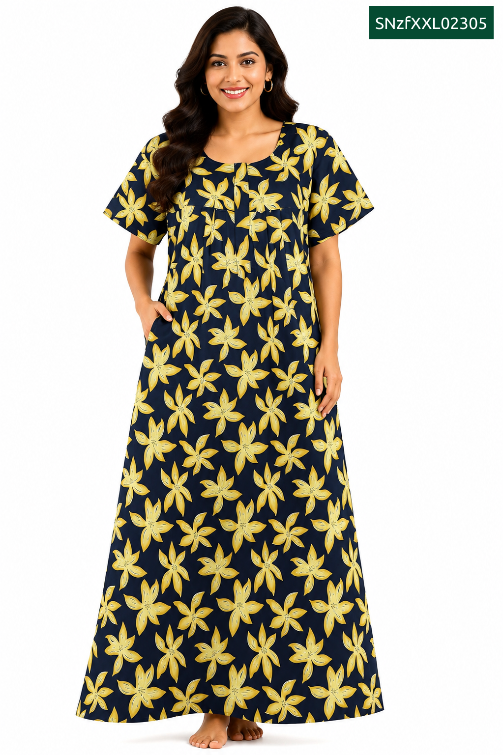 Sivam Nighty Cotton Zip Frock Model XXL- SNzfXXL02305