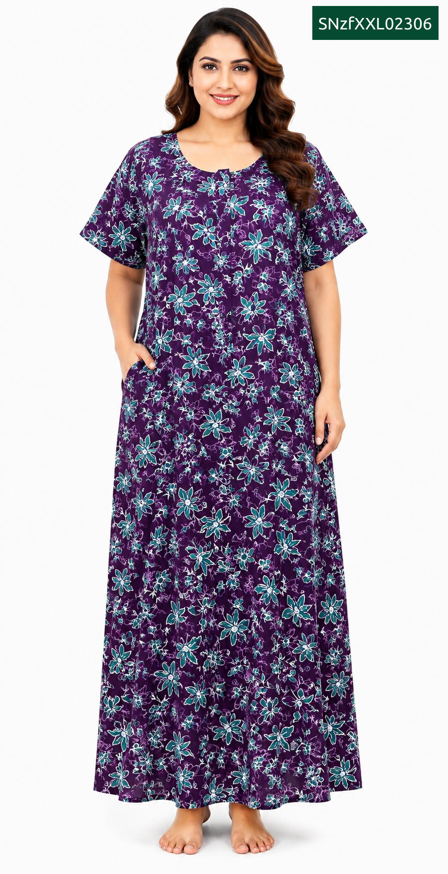 Sivam Nighty Cotton Zip Frock Model XXL- SNzfXXL02306