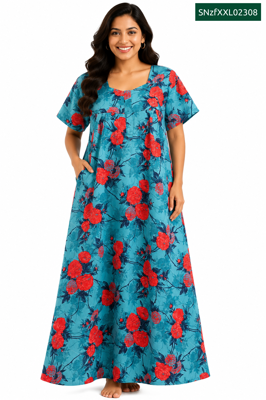 Sivam Nighty Cotton Zip Frock Model XXL- SNzfXXL02308