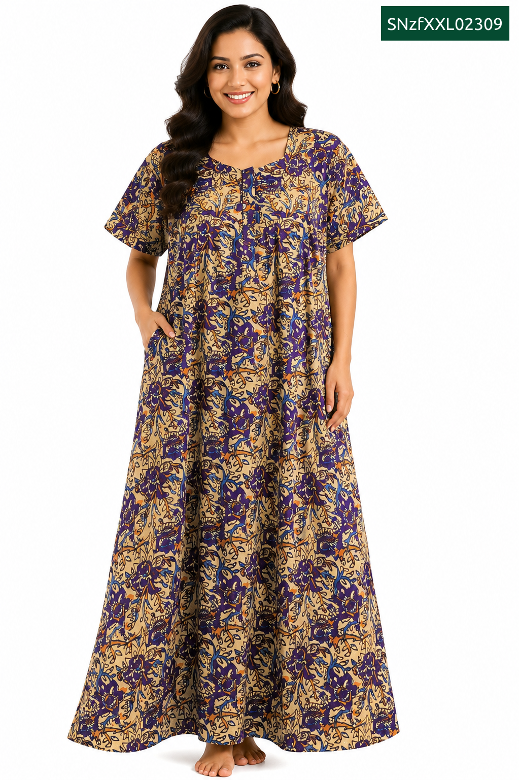 Sivam Nighty Cotton Zip Frock Model XXL- SNzfXXL02309