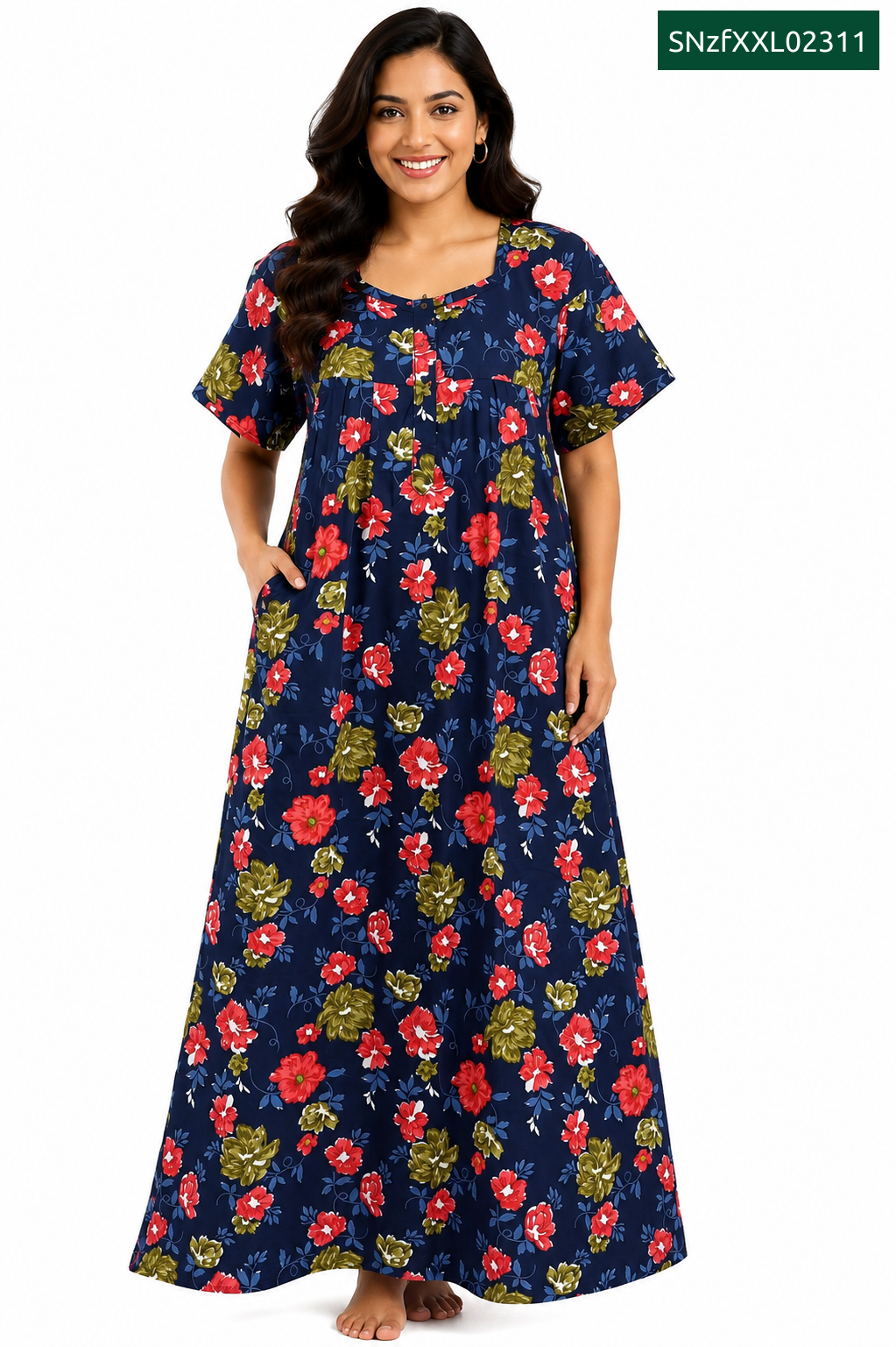 Sivam Nighty Cotton Zip Frock Model XXL- SNzfXXL02311