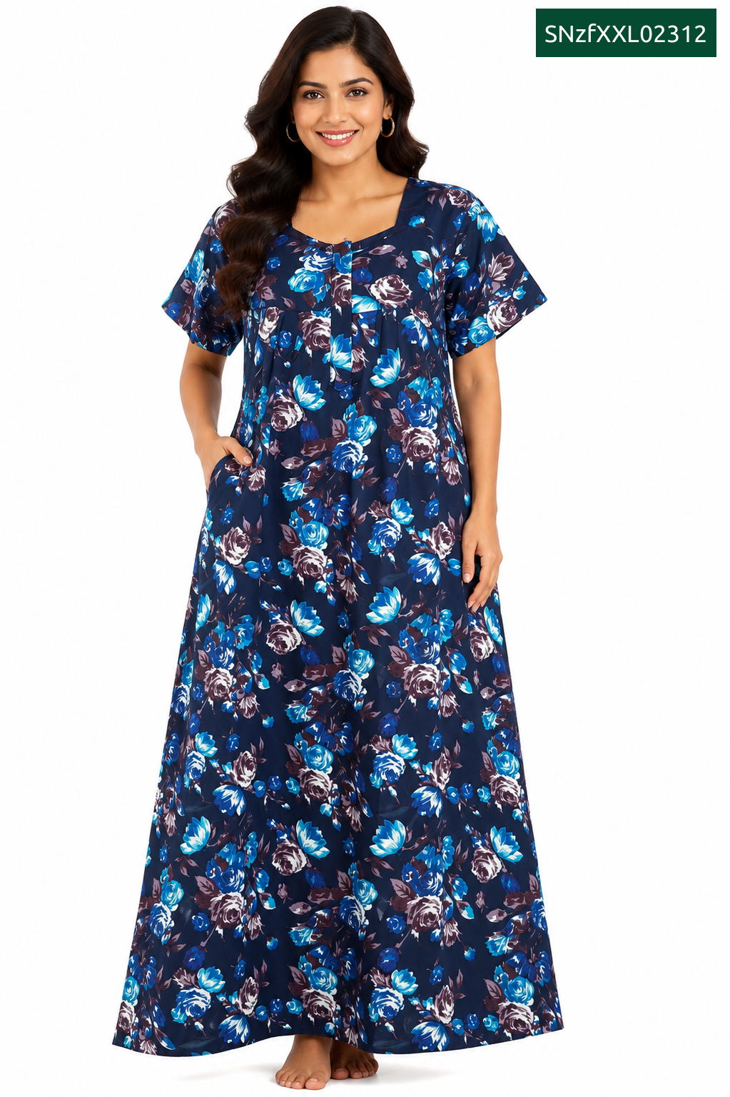 Sivam Nighty Cotton Zip Frock Model XXL- SNzfXXL02312