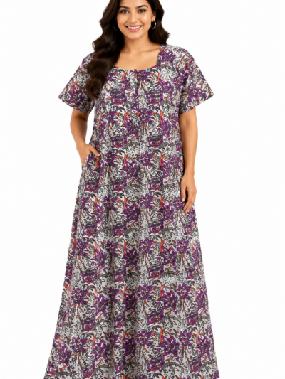 Sivam Nighty Cotton Zip Frock Model XXL- SNzfXXL02316