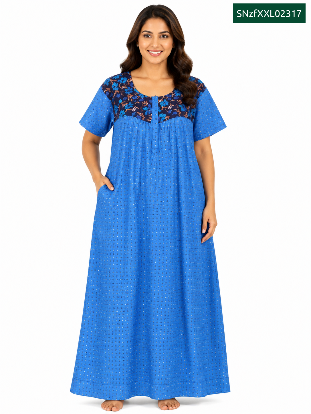 Sivam Nighty Cotton Zip Frock Model XXL- SNzfXXL02317