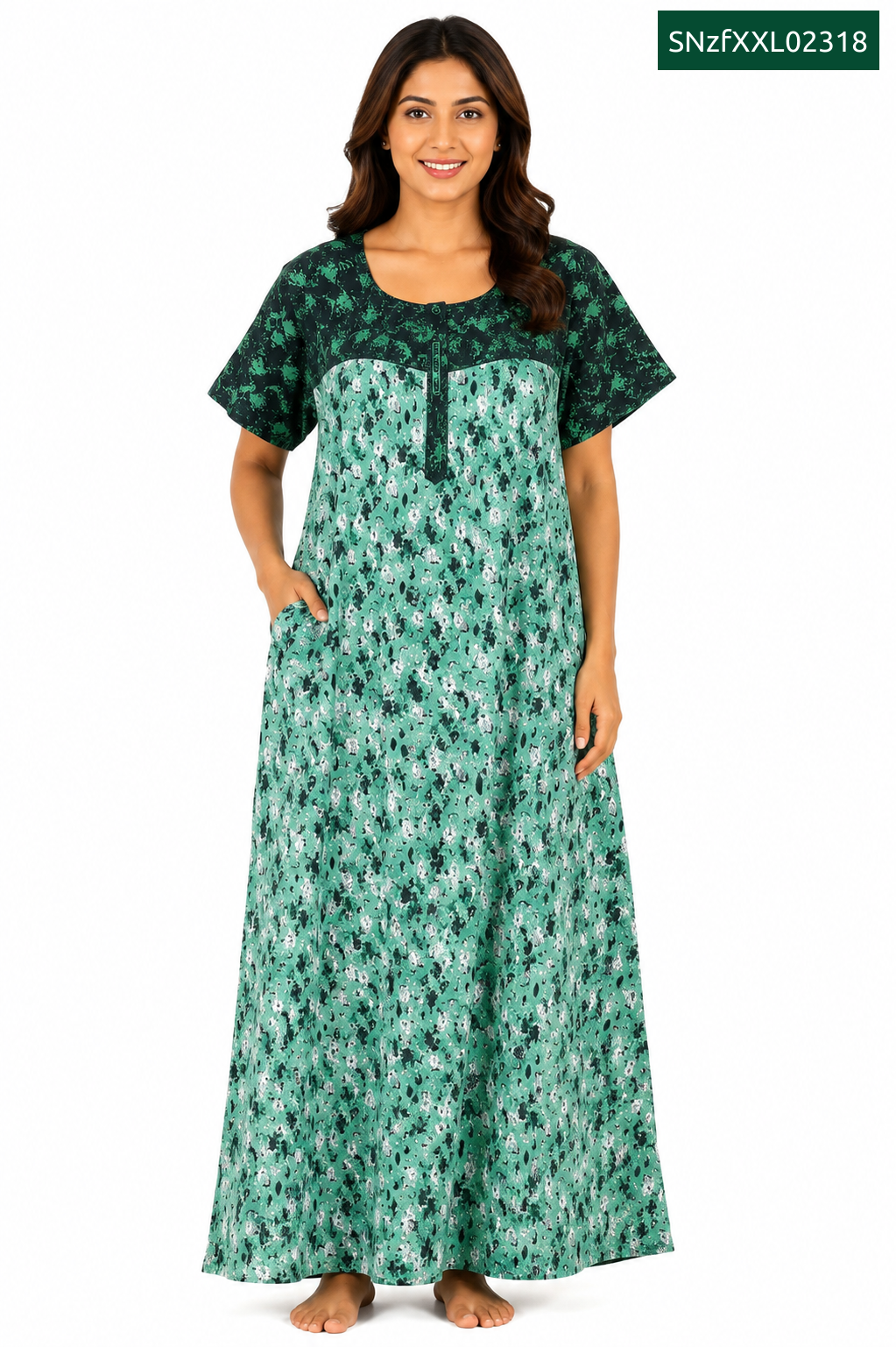 Sivam Nighty Cotton Zip Frock Model XXL- SNzfXXL02318