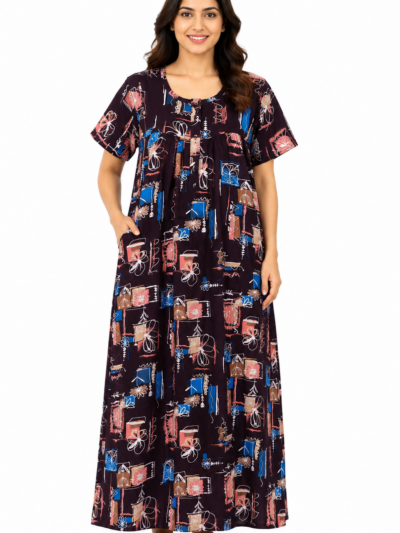 Sivam Nighty Cotton Zip Frock Model XXL- SNzfXXL02321
