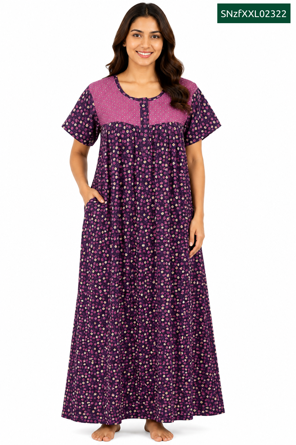 Sivam Nighty Cotton Zip Frock Model XXL- SNzfXXL02322