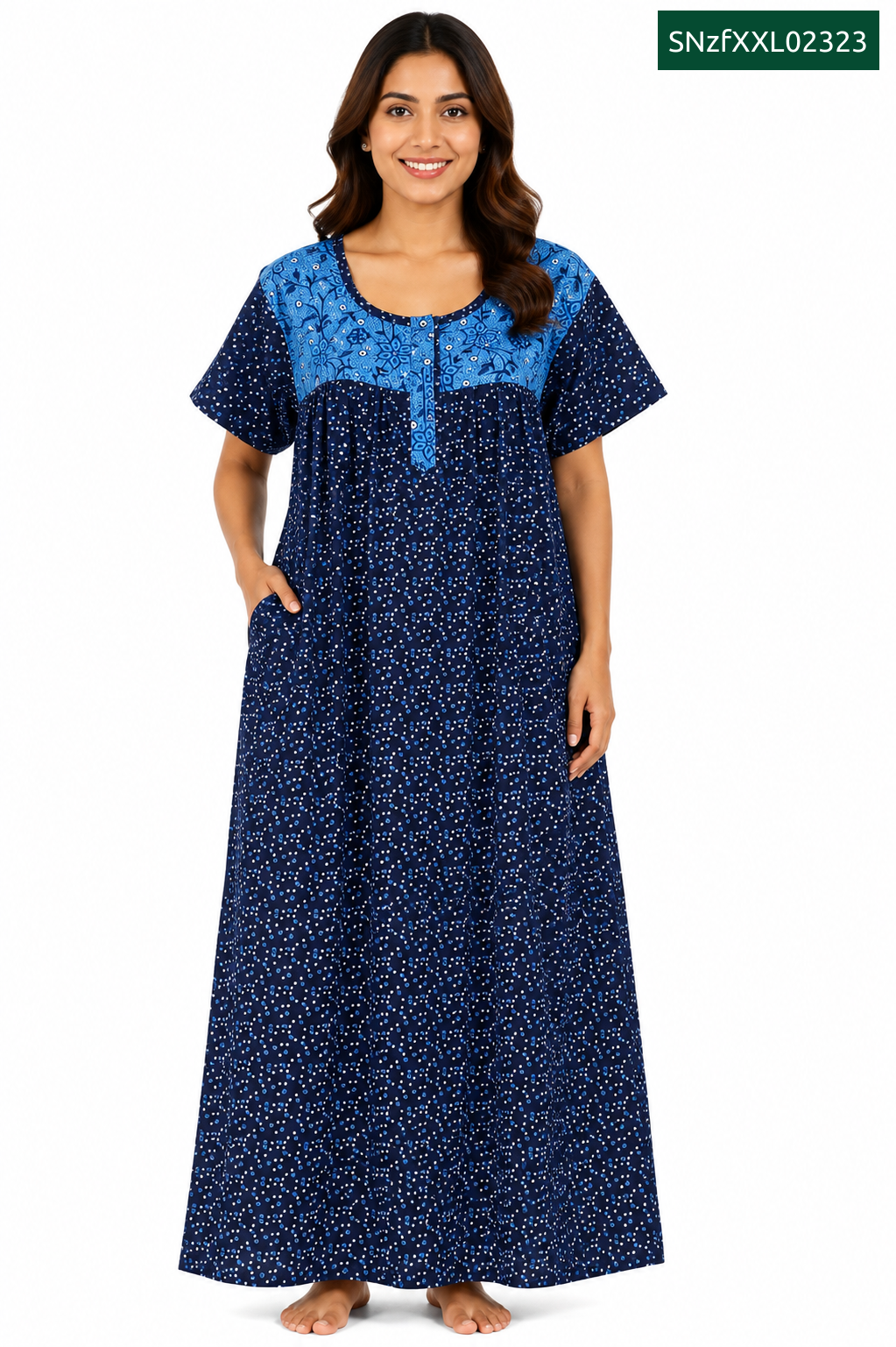 Sivam Nighty Cotton Zip Frock Model XXL- SNzfXXL02323