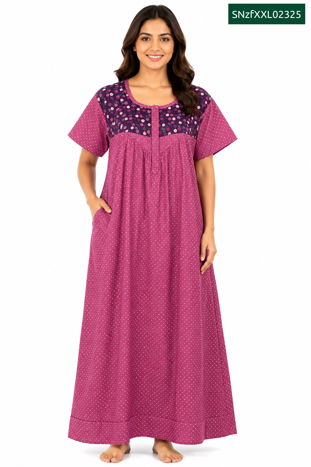 Sivam Nighty Cotton Zip Frock Model XXL- SNzfXXL02325