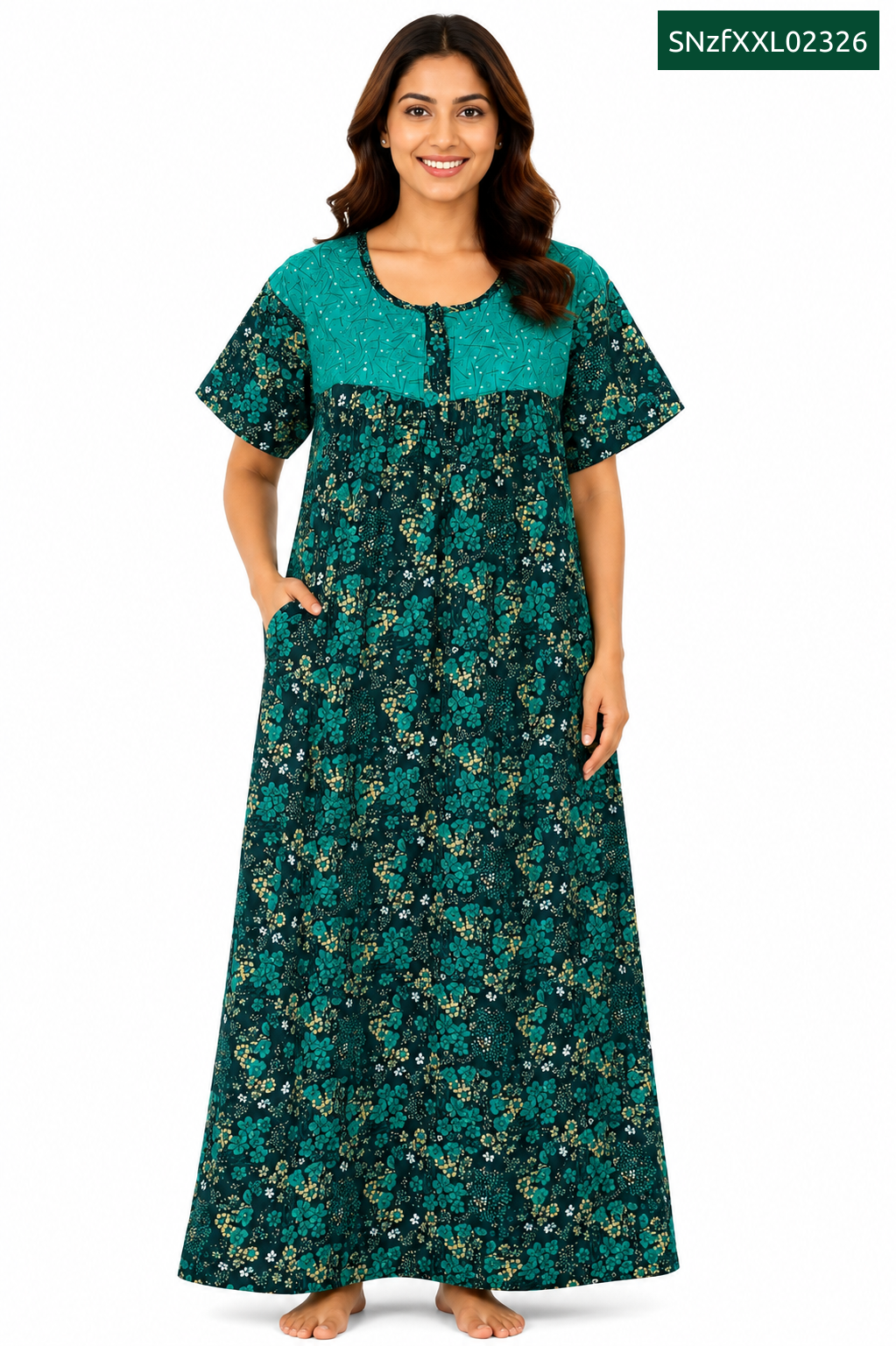 Sivam Nighty Cotton Zip Frock Model XXL- SNzfXXL02326