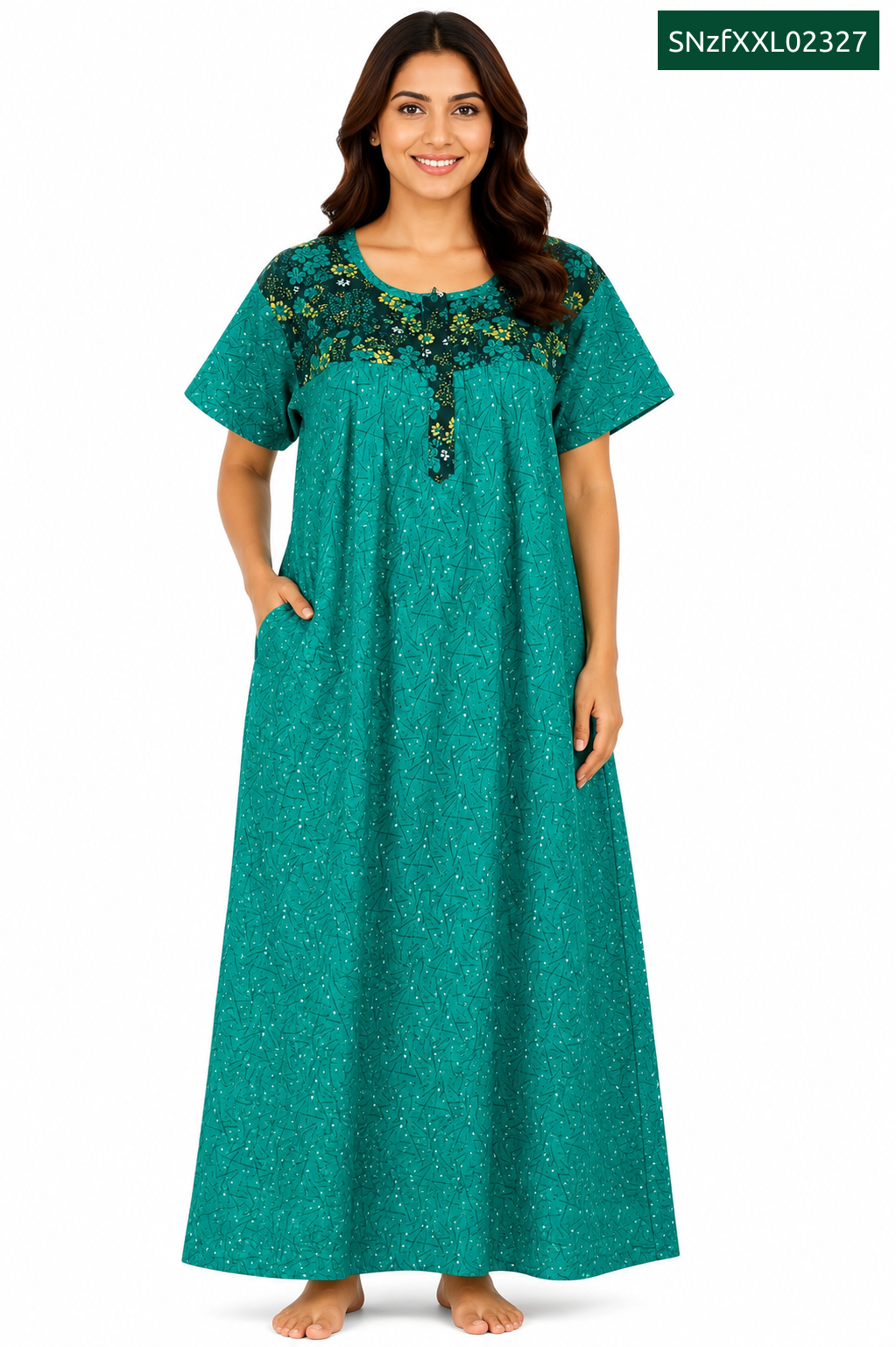 Sivam Nighty Cotton Zip Frock Model XXL- SNzfXXL02327