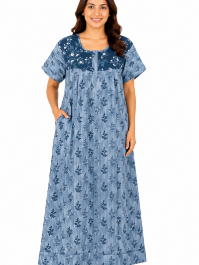 Sivam Nighty Cotton Zip Frock Model XXL- SNzfXXL02328