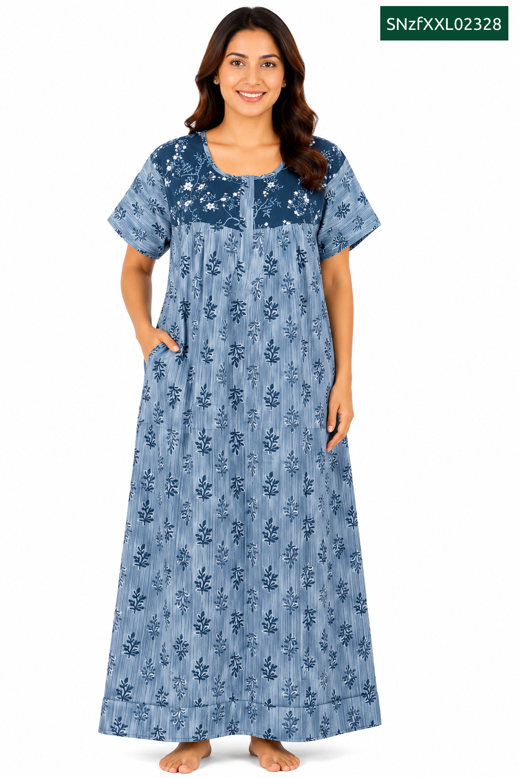 Sivam Nighty Cotton Zip Frock Model XXL- SNzfXXL02328