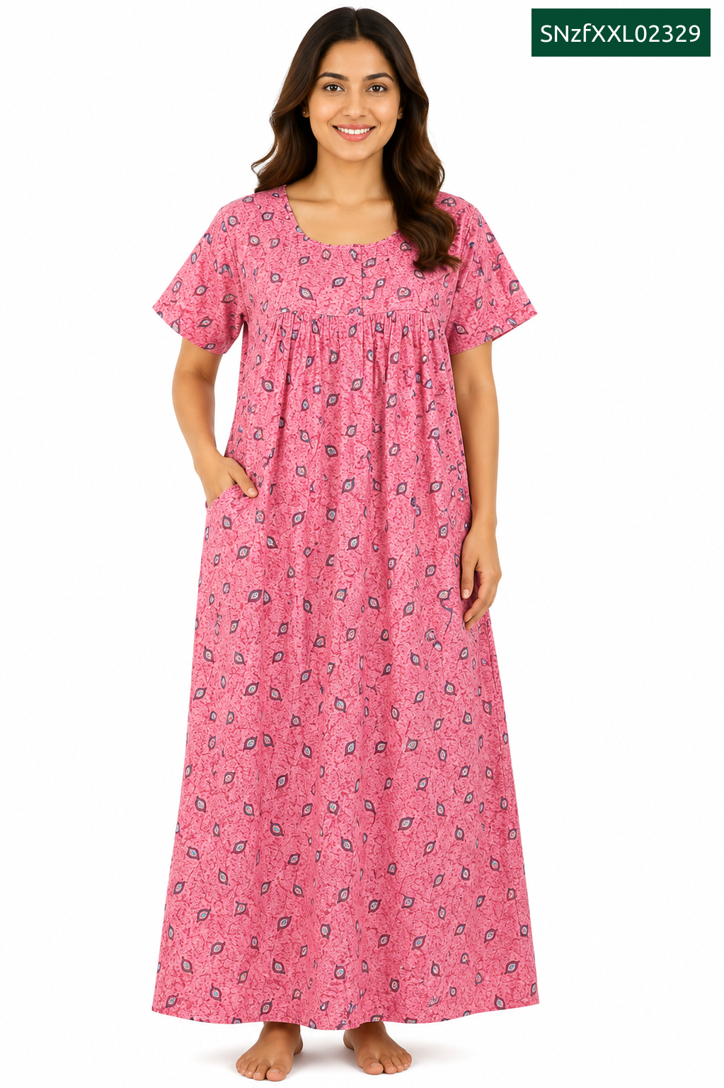 Sivam Nighty Cotton Zip Frock Model XXL- SNzfXXL02329