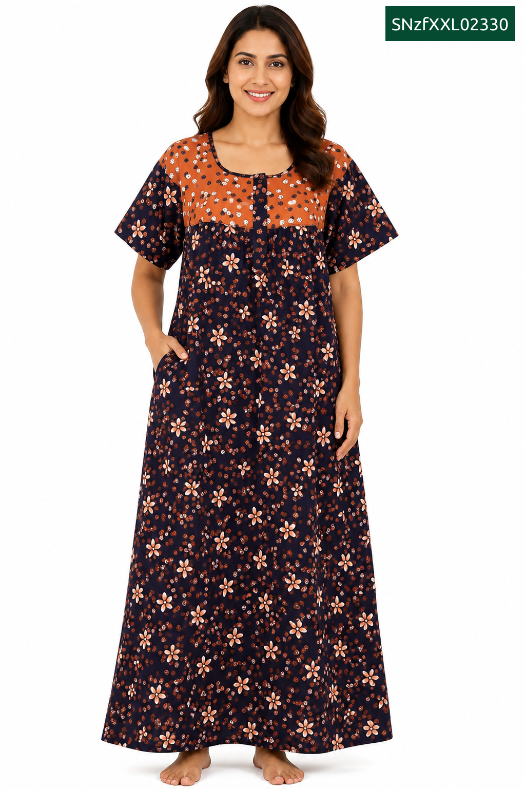 Sivam Nighty Cotton Zip Frock Model XXL- SNzfXXL02330