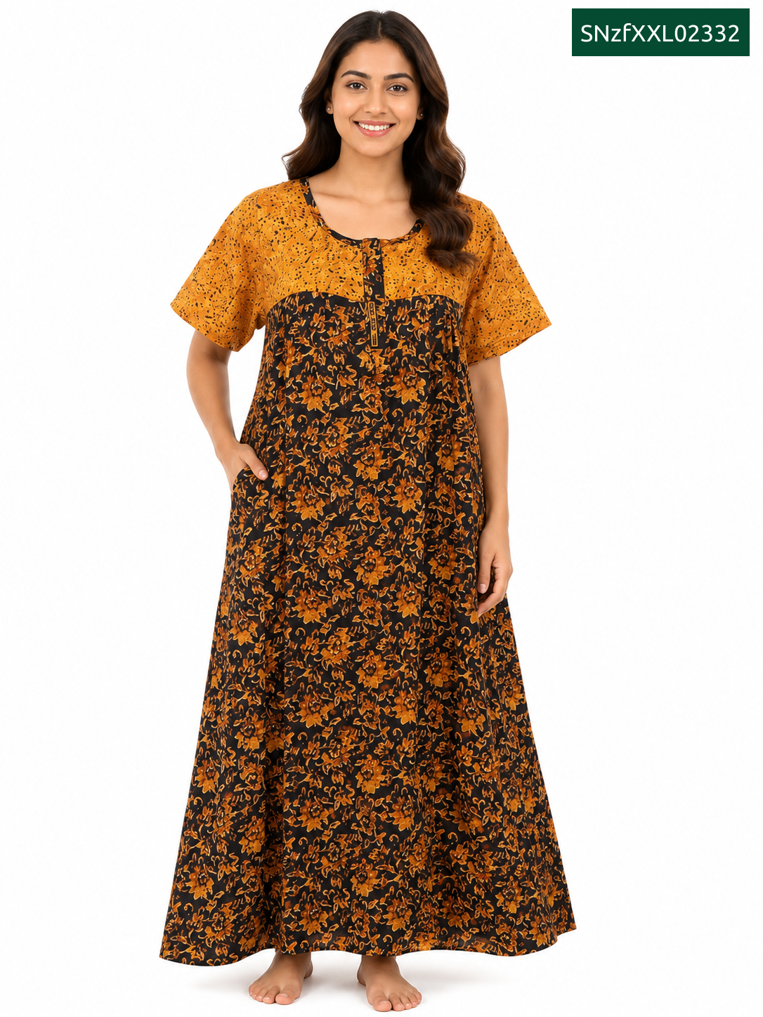 Sivam Nighty Cotton Zip Frock Model XXL- SNzfXXL02332