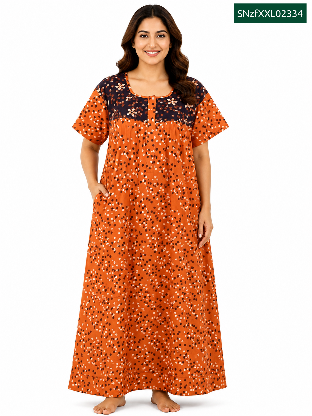 Sivam Nighty Cotton Zip Frock Model XXL- SNzfXXL02334