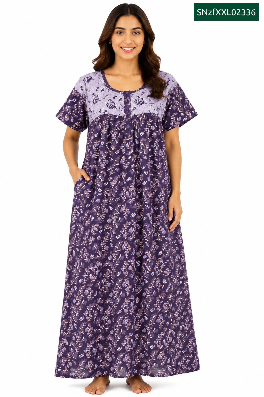 Sivam Nighty Cotton Zip Frock Model XXL- SNzfXXL02336