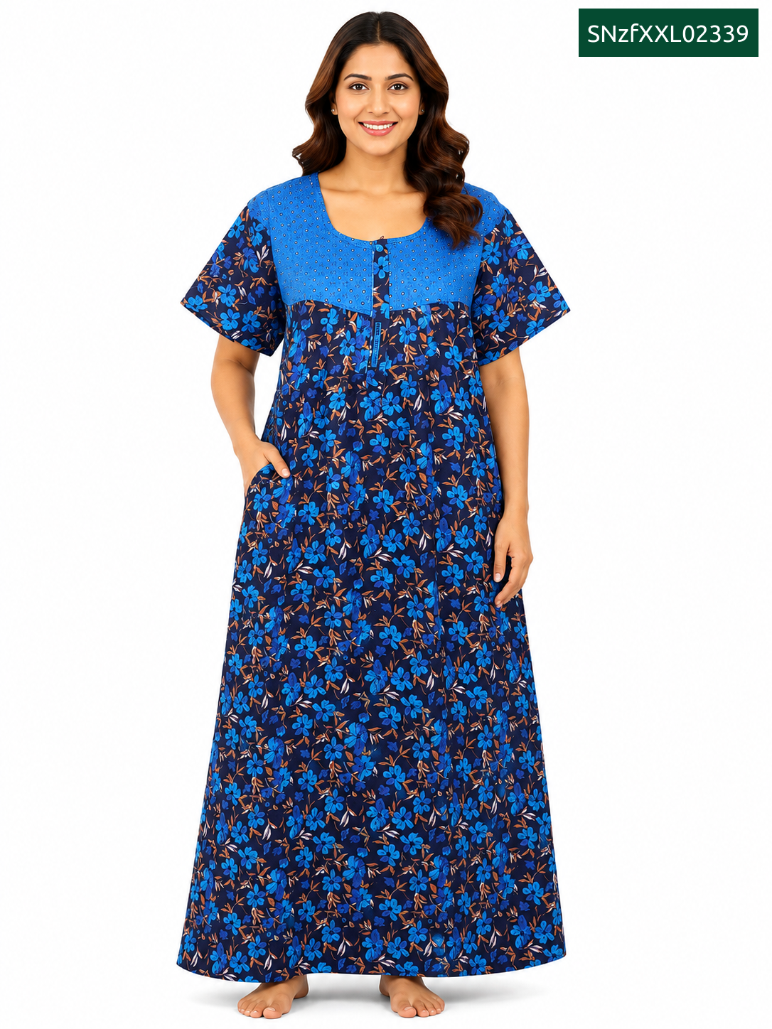 Sivam Nighty Cotton Zip Frock Model XXL- SNzfXXL02339