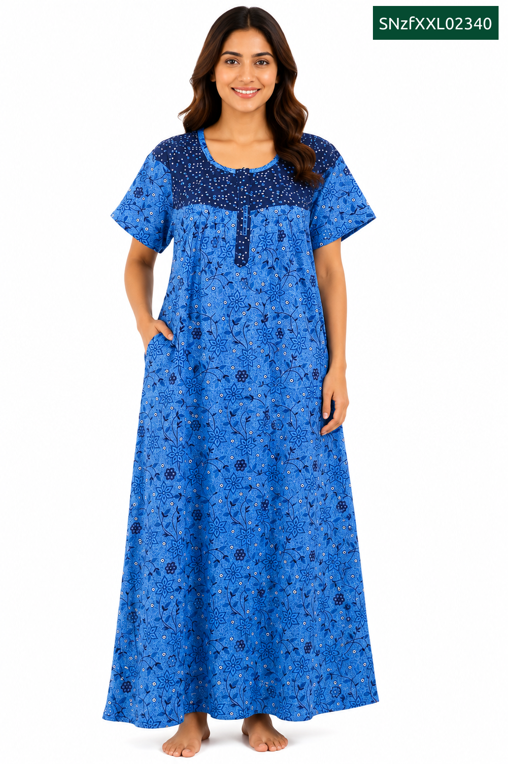 Sivam Nighty Cotton Zip Frock Model XXL- SNzfXXL02340